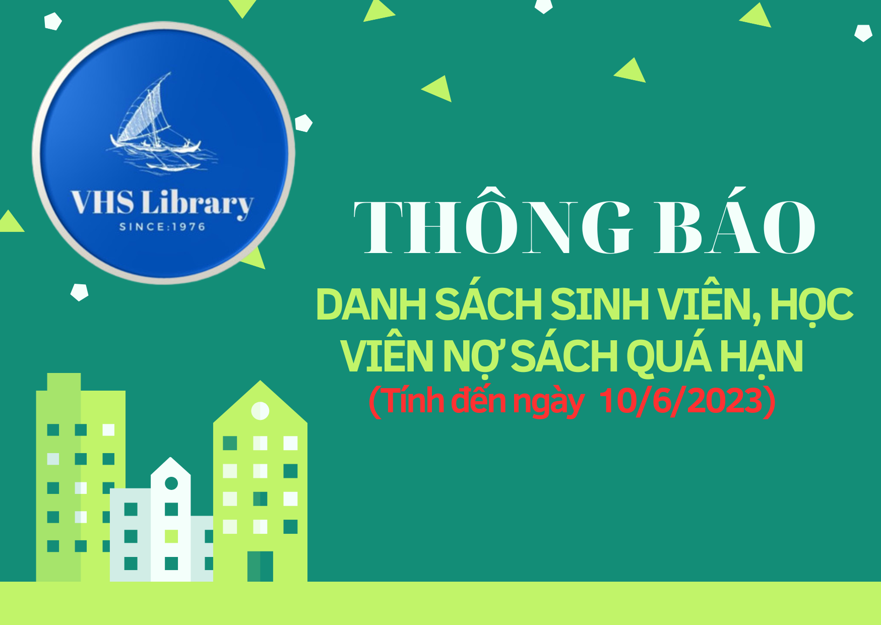 Danh sách bạn đọc nợ tài liệu quá hạn tính đến ngày 10/06/2023